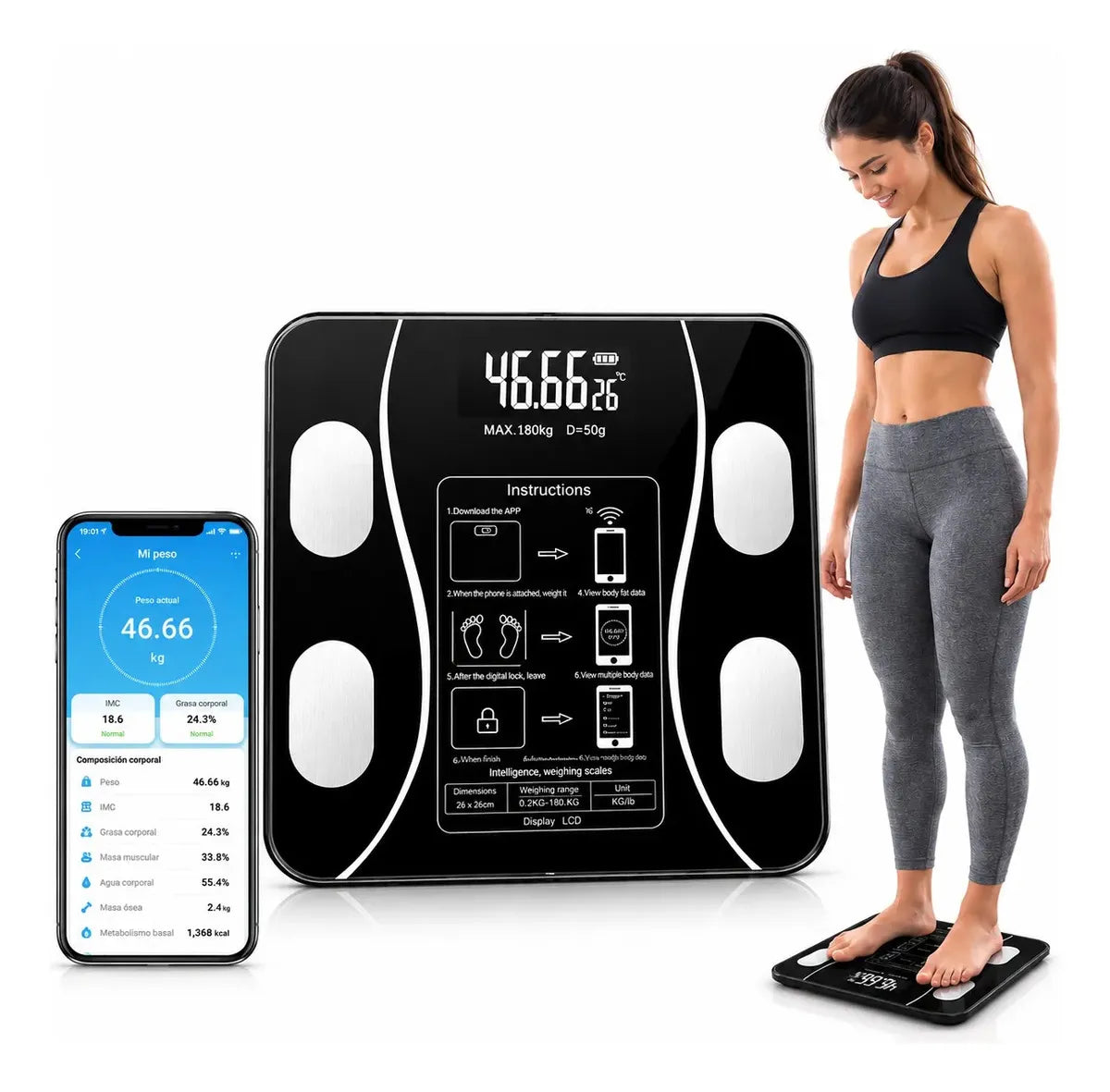 Balanza Bascula Digital Con Bluetooth